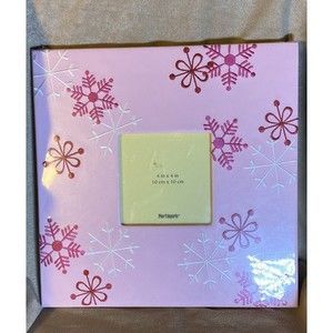 Pier One Imports Picture Frame NIP Pink Snowflakes Polyvinyl